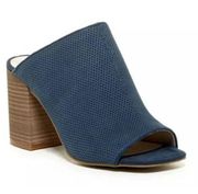 Kenneth Cole Reaction Blue Suede Block Heel Mules Size 9