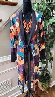 BCBGeneration Women’s Floral Boho Rayon Duster Drawstring Cardigan Size XS