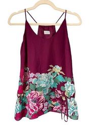 1654 Oasis Burgundy Floral Silk Cami Size Small