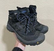black hiking mid ankle boots