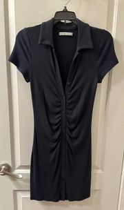 Ribbed Polo Shirt Dress