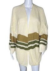 POL Sweater Womens Large Striped Brown Green Oversized Everyday Basic Neutral