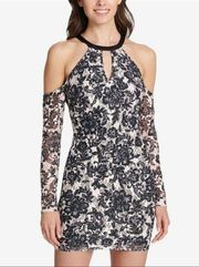 lace floral cold shoulder dress new with flaw