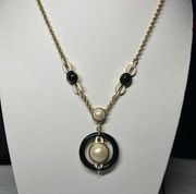 Talbots Long Faux Pearl and Enamel Statement Necklace