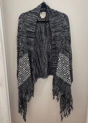 Black White Knitted Cardigan - Medium