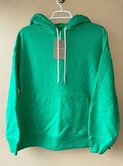 Everlane the Track Organic Cotton Popover Hoodie in Bright Jade Women's Size S