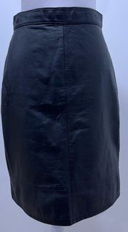 Vintage Limited  100% Leather Black Midi Skirt