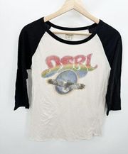 Denim & Supply Ralph Lauren Black White Raglan T-shirt Women's Size Small