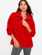 NWT Loft Sherpa Zip Sweatshirt Zip Pullover Red Size XS