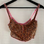 Urban Outfitters Out from Under animal print corset top with pink trim