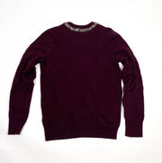 Equipment Shane Wool Cashmere Knit Crystal Jewel Crew Neck Pullover Sweater