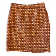 Kate Spade Autumnal Chunky Tweed Woven Wool Pencil Mini Skirt Size 2