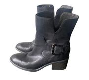 DONALD PLINER Black Leather Moto Boot Size 5