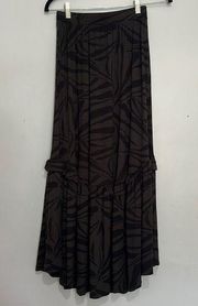 Z Supply Size XS Leisel Tropical Zebra Skirt Ruffle Pull On Maxi Skirt Evereve