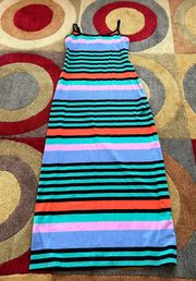 Colorful Stripe Pattern Spaghetti Strap Long Maxi Dress Junior’s L