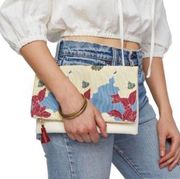 Rachel Pally floral and cream fold-over clutch pouch purse