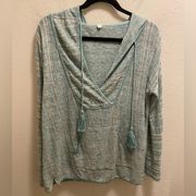 Margaret O'Leary Linen Stripe Hooded Sweater Size Small