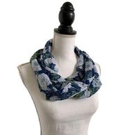 Blue Floral Infinity Style Fashion Scarf Navy Baby Blue & Green Ladies Size OSFM