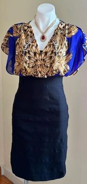 Nicole By Nicole Miller NWT Blue Black W Gold Brown Feather Prints SZ 8