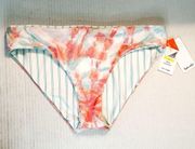 Splendid Swim Bellini Reversible Retro Bikini Bottom Sz M NWT Tie Dye Stripes