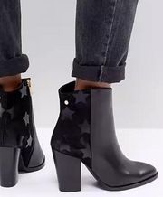 Tommy Hilfiger  stars on black suede genuine suede leather heel‎  boots size 9.5