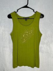 Josephine Chaus Shirt Green Tank Top Sleeveless L