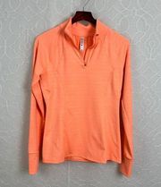 Kyodan Womens Sweatshirt Medium Orange Thumb Holes Chevron 1/4 Zip Pullover