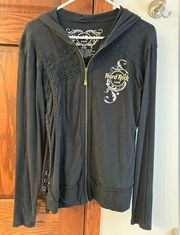 NEW WOMENS HARD ROCK CAFE HOLLYWOOD ZIP UP HOODIE LARGE