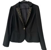 Heart soul studded black fitted blazer jacket