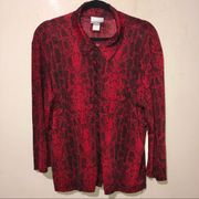Vintage 90s Y2K red and black snakeskin stretchy blouse fashion bug Size medium