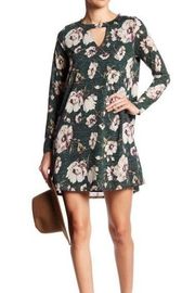 Peach Love California Peach Love Long Sleeve Green Floral Dress Size Small