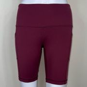 Yogalicious Lux Side and Waist Pocketed High Waist Bike Shorts in Mauve