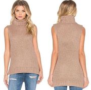 J.O.A. Side Slit Khaki Turtleneck Zipper Sweater