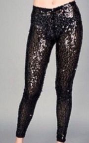 Custo Barcelona Black Sequins Mid Rise Legging Size large