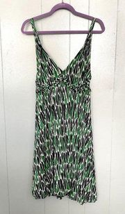 Glenn Green Mesh Silk Sleeveless V-neck Cocktail Dress 10