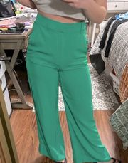 GREEN SILK FEELING WORK ATTIRE SLACKS SIZE SMALL