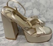 Princess Polly Champagne Everlasting Satin Platform Heels