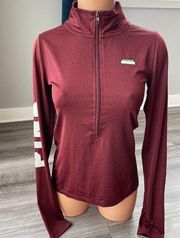 PINK Victoria’s Secret Maroon Pullover Shirt Size S Zip Logo Long Sleeve