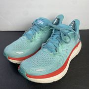 Hoka  One One Womens Clifton 8 Size 9.5B Blue Running Shoes Sneakers 1119394 AEBL