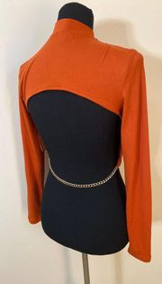 Orange Open Back Mock Neck Crop Top