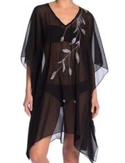 Natural Impressions Beaded Leaf Kaftan Swim Cover Up One Size NWT