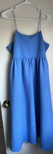 Baby Doll Textured Blue Midi