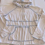 M White Double Zip Front Sweatshirt Hoodie