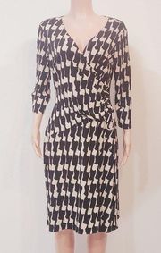 Black Label By Evan-Picone Women’s Black Ivory Stretch Faux Wrap Dress Size: 14