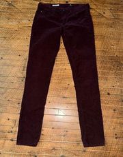 AG Adriano Goldshmeid burgundy corduroy 29R legging super skinny