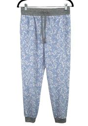 Splendid Baby Blue Lightweight Floral Joggers Sweatpants Gray Trim Small 29 Waist NWOT