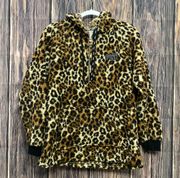 VS PINK Leopard Sherpa 1/2 Zip