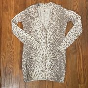 Rebecca Taylor Silk Cashmere Blend Cardigan Beige Animal Print size Small