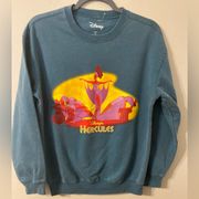 Womens Teal Disney’s Hercules Graphic Crew Neck Sweatshirt Size Small Oversized