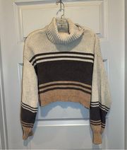 MM by My Michelle Brown/Tan Colorblock Cropped Sweater Size S